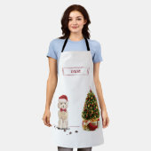 Tablier Champagne Cockapoo Drôle chien de Noël avec arbre (Porté)