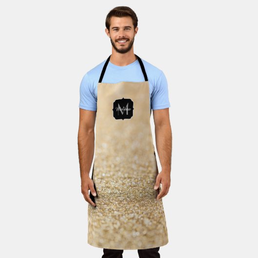 Tablier Champagne or fausse parties scintillant scintille (Porté)