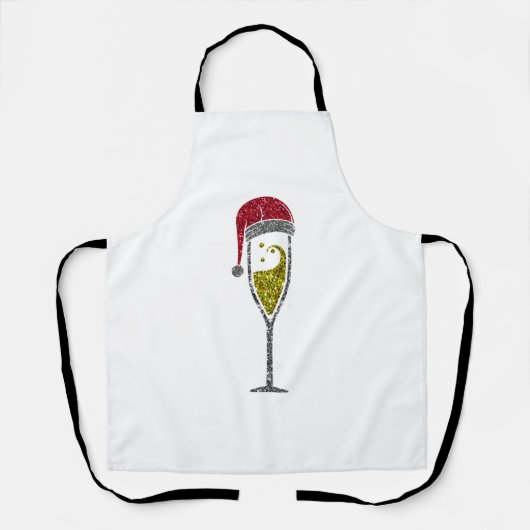 Tablier Champagne Prosecco pétillant Noël hiver (Recto)