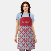 Tablier Champignon Rouge - Bleu & Rouge (Porté)