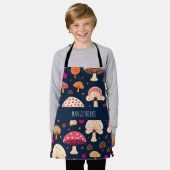 Tablier Champignons amusants Motif d'aquarelle rose bleu (Porté)