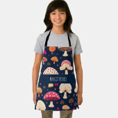 Tablier Champignons amusants Motif d'aquarelle rose bleu (Insitu)