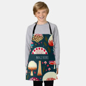 Tablier Champignons amusants Rouge Blanc Aquarelle Motif (Porté)