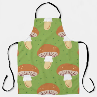 Tablier Champignons d'automne : motif sans couture verte.