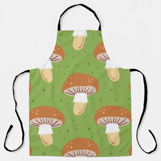 Tablier Champignons d'automne : motif sans couture verte. (Recto)