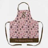 Tablier Champignons d'automne rose Thanksgiving Monogramme (Recto)