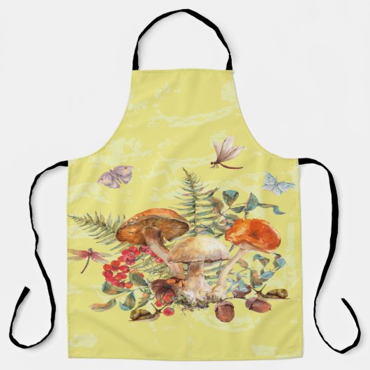 Tablier Champignons, libellules, papillons et escargots (Recto)