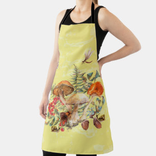 Tablier Champignons, libellules, papillons et escargots