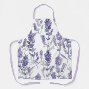 Tablier Champs de Lavande Motif de Fleur Aquarelle Viole