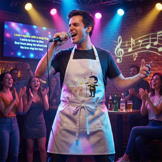 Tablier Chant de garçon avec chorale à trois cochons