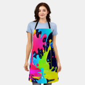 Tablier Chaos de la goutte de peinture de néon (Porté)