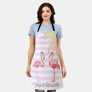 Tablier Chapeau de Santa Flamants Roses, Drips de Paillett