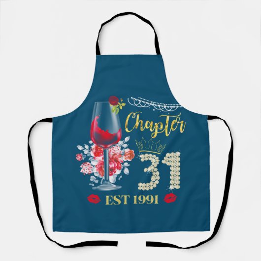 Tablier Chapitre 31 ans EST 1991 31e anniversaire Rose rou (Recto)