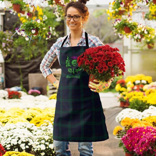 Tablier Chardon écossais sur tarte foncée Nom personnalisé