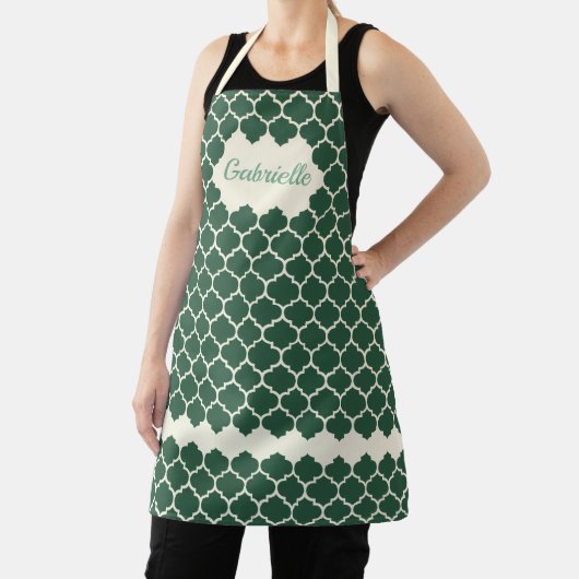 Tablier Charleston vert foncé personnalisé Motif Trellis d (Insitu)