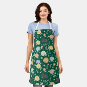 Tablier charmant avec motif de chat et fleurs past (Porté)