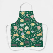 Tablier charmant avec motif de chat et fleurs past (Recto)