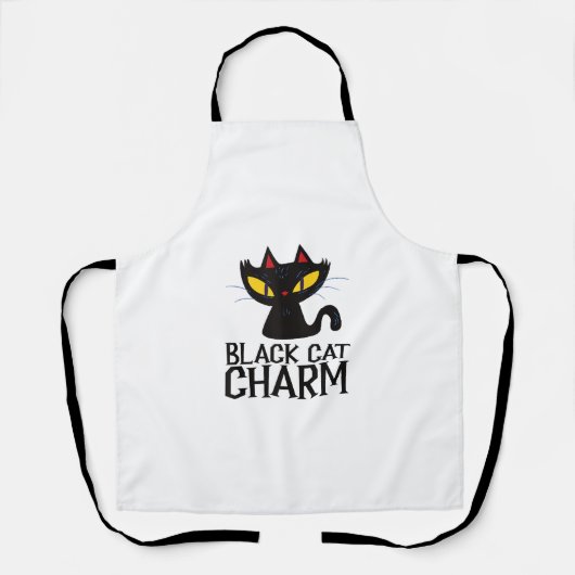 Tablier Charme de chat noir Halloween (Recto)