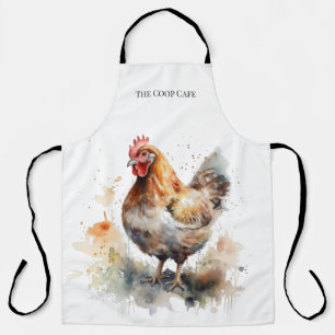 Tablier Charme de la ferme : Aquarelle de poulet