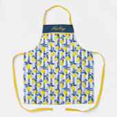 Tablier Charming Lemons Blue Stripe Mediterranean Pattern  (Recto)