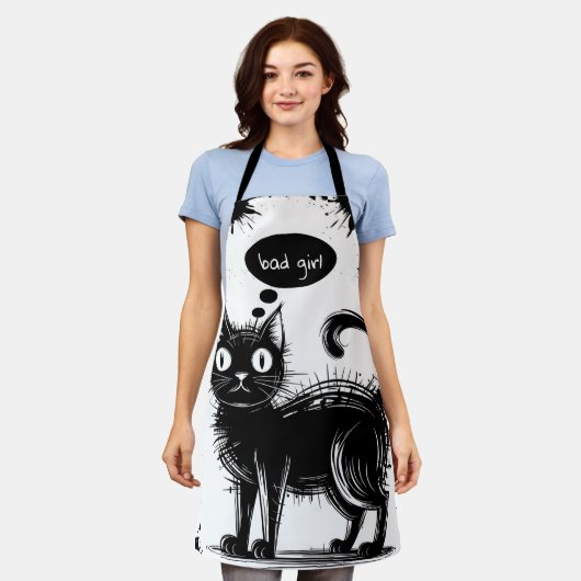 Tablier Chat à Doodle (Porté)