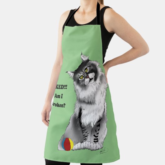 Tablier Chat à linge Maine Gris Funny Fixe (Insitu)