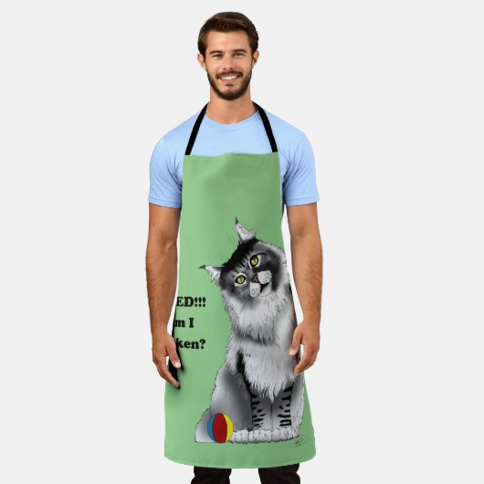 Tablier Chat à linge Maine Gris Funny Fixe (Porté)