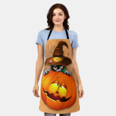 Tablier Chat à sorcière mignonne et amis Citrouilles d'Hal (Porté)