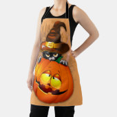 Tablier Chat à sorcière mignonne et amis Citrouilles d'Hal (Insitu)