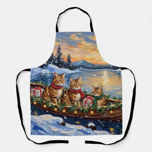 Tablier Chat abyssin Noël Bateau Vacances (Recto)