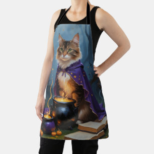Tablier Chat Abyssin Peinture fantaisiste d'Halloween