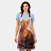 Tablier Chat abyssinien avec Rose - Saint Valentin (Porté)