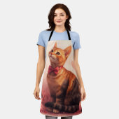 Tablier Chat abyssinien avec Rose - Saint Valentin (Porté)