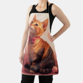 Tablier Chat abyssinien avec Rose - Saint Valentin (Insitu)