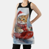 Tablier Chat abyssinien en sledge laissez-le neiger Noël (Insitu)