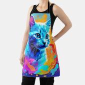 Tablier Chat au Néon Bleu en Splatter (Insitu)