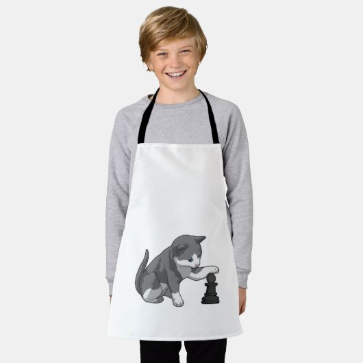 Tablier Chat aux échecs avec pièce d'échecs Évêque (Porté)