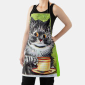 TABLIER CHAT AVEC CAFÉ LOUIS WAIIS ART RETRO CUISINE APRON (Insitu)