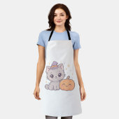 Tablier Chat avec sorcière Casquette et Citrouille sourian (Porté)