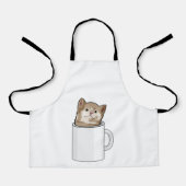 Tablier Chat avec tasse de café (Recto)