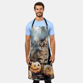 Tablier Chat Bengal Halloween avec citrouilles effrayant (Porté)