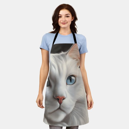 Tablier Chat blanc (Porté)