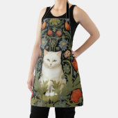 Tablier Chat blanc Art nouveau dans le jardin (Insitu)
