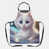 Tablier Chat blanc bouffé d'Imaginaire (Recto)