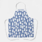 Tablier Chat blanc Personnalisé bleu (Recto)