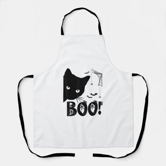 Tablier Chat Boo ! Drôle Masquer Peekaboo Effrayant Hallow (Recto)