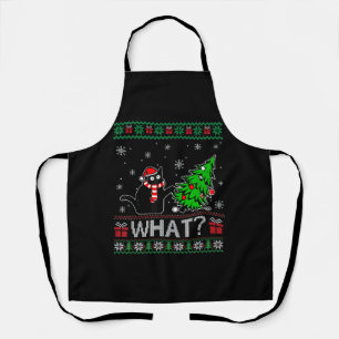 Tablier Chat Ce Chat Noir Drôle Poussant Arbre De Noël