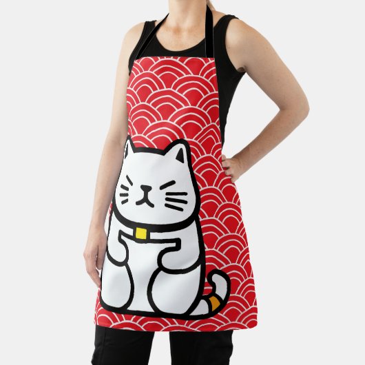 Tablier Chat chanceux japonais ou Maneki-Neko (Insitu)