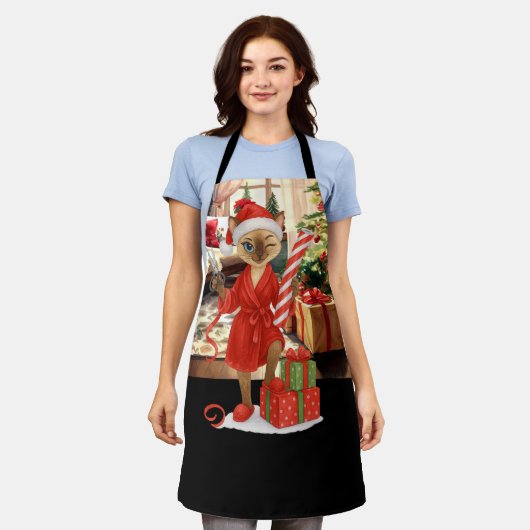 Tablier Chat Christmas Siamese chat (Porté)