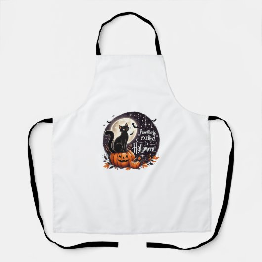 Tablier Chat Citrouille Chat Fancy Cute Pawsitive Excitée (Recto)